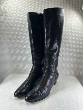 Salvatore Ferragamo Black Leather Knee High  Boots